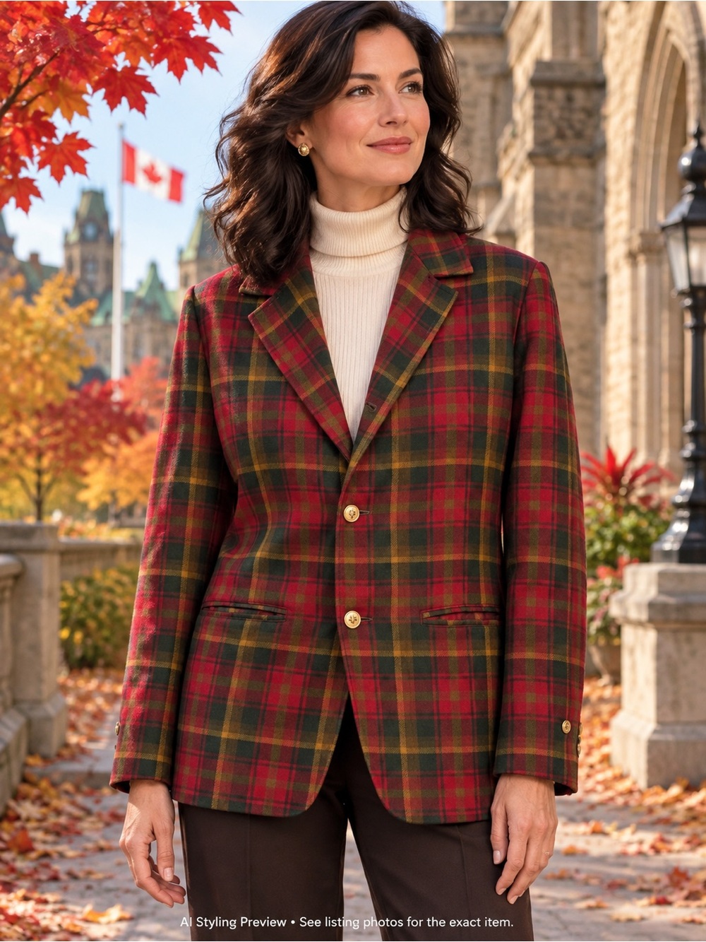 1960s Craft Canada Maple Leaf Tartan Pure Virgin Wool Blazer L Vintage